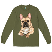 Army Green french bulldog sitting Long Sleeve Tee - RanaPortraitStore