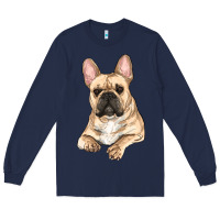 Navy french bulldog sitting Long Sleeve Tee - RanaPortraitStore