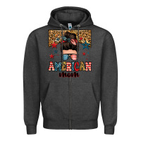 Charcoal Heather american mom junkie messy bun Zipper Hoodie - Zillion Design Studio