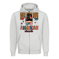 Dove Grey american mom junkie messy bun Zipper Hoodie - Zillion Design Studio