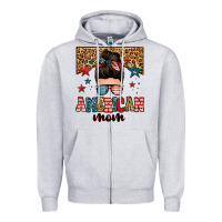 Heather Grey american mom junkie messy bun Zipper Hoodie - Zillion Design Studio