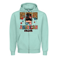 Seafoam american mom junkie messy bun Zipper Hoodie - Zillion Design Studio