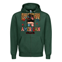 Sports Green american mom junkie messy bun Zipper Hoodie - Zillion Design Studio