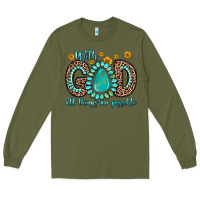 Army Green with god all things are possible gemstone Long Sleeve Tee - Zillion Design Studio