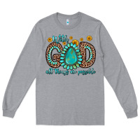 Heather Grey with god all things are possible gemstone Long Sleeve Tee - Zillion Design Studio