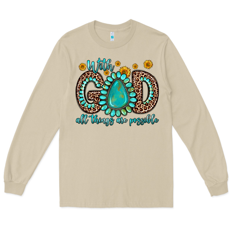 With God All Things Are Possible Gemstone Long Sleeve Tee by Zillion Design Studio | Teevron