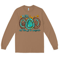 Toasted Coconut with god all things are possible gemstone Long Sleeve Tee - Zillion Design Studio
