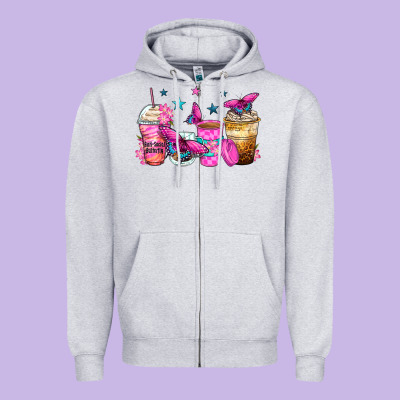 Antisocial Butterfly Coffee Cups Zipper Hoodie Designed By Zillion Design Studio