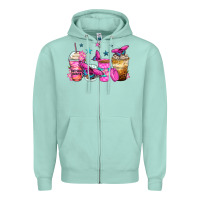 Seafoam antisocial butterfly coffee cups Zipper Hoodie - Zillion Design Studio