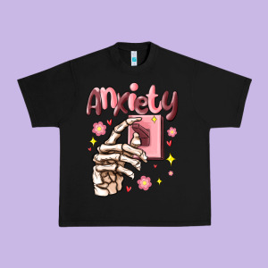 Anxiety Skeleton Hand Urban Heavy Tee Designed By Maliassmallbusiness