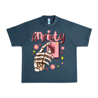 Midnight Navy anxiety skeleton hand Urban Heavy Tee - MaliasSmallBusiness