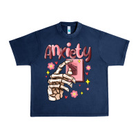 Navy anxiety skeleton hand Urban Heavy Tee - MaliasSmallBusiness