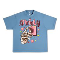 Pebble Blue anxiety skeleton hand Urban Heavy Tee - MaliasSmallBusiness
