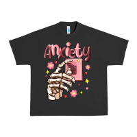 Pigment Black anxiety skeleton hand Urban Heavy Tee - MaliasSmallBusiness