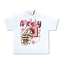 White anxiety skeleton hand Urban Heavy Tee - MaliasSmallBusiness