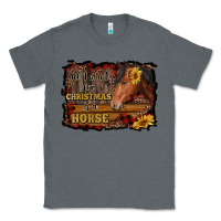 Charcoal Heather all i want for christmas is a horse brown horse Classic Tee - RanaPortraitStore