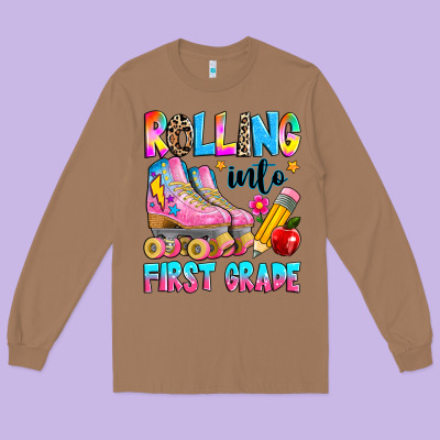 Rolling Into First Grade Long Sleeve Tee Designed By Texasbilliewilder