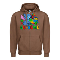 Chestnut ausome stitch autism Zipper Hoodie - Zillion Design Studio