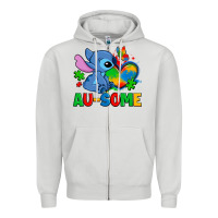 Dove Grey ausome stitch autism Zipper Hoodie - Zillion Design Studio