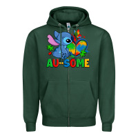 Sports Green ausome stitch autism Zipper Hoodie - Zillion Design Studio