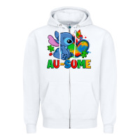 White ausome stitch autism Zipper Hoodie - Zillion Design Studio