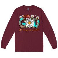 Burgundy with god all things are possible daisy Long Sleeve Tee - Zillion Design Studio
