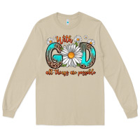 Mushroom with god all things are possible daisy Long Sleeve Tee - Zillion Design Studio