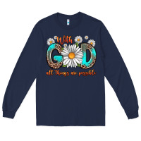 Navy with god all things are possible daisy Long Sleeve Tee - Zillion Design Studio