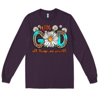 Plum with god all things are possible daisy Long Sleeve Tee - Zillion Design Studio