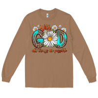 Toasted Coconut with god all things are possible daisy Long Sleeve Tee - Zillion Design Studio