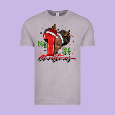 My First Christmas African Girl Vintage Tee Designed By Barkaloodesign