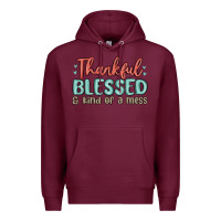 Burgundy thankful blessed and kind of a mess Premium Hoodie - MaliasSmallBusiness