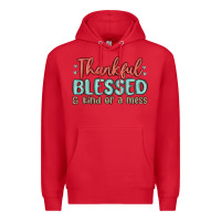 Red thankful blessed and kind of a mess Premium Hoodie - MaliasSmallBusiness