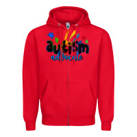 Red autism advocate Zipper Hoodie - Zillion Design Studio
