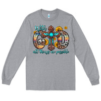 Heather Grey with god all things are possible cross Long Sleeve Tee - Zillion Design Studio