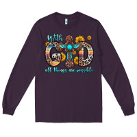 Plum with god all things are possible cross Long Sleeve Tee - Zillion Design Studio