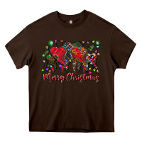 Chocolate Brown merry Christmas teeth Heavy Core Tee - CowhideDigitalArt