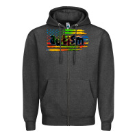 Charcoal Heather autism american flag Zipper Hoodie - Zillion Design Studio