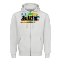 Dove Grey autism american flag Zipper Hoodie - Zillion Design Studio