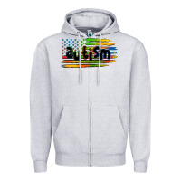 Heather Grey autism american flag Zipper Hoodie - Zillion Design Studio