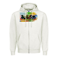 Oatmeal Heather autism american flag Zipper Hoodie - Zillion Design Studio