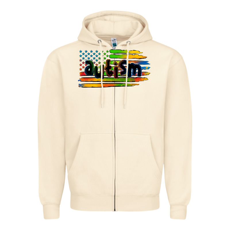 Autism American Flag Zipper Hoodie by Zillion Design Studio | Teevron