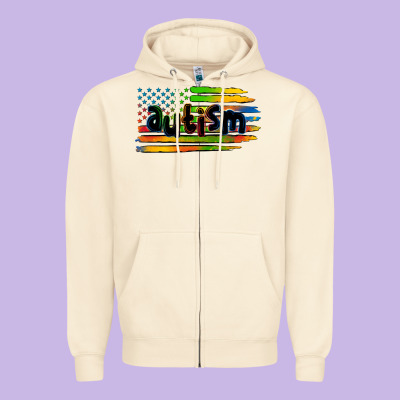 Autism American Flag Zipper Hoodie Designed By Zillion Design Studio