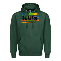 Sports Green autism american flag Zipper Hoodie - Zillion Design Studio