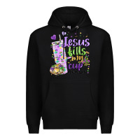 Black mardi gras jesus fills my cup Premium Hoodie - MaliasSmallBusiness