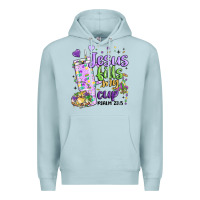 Blue Mist mardi gras jesus fills my cup Premium Hoodie - MaliasSmallBusiness