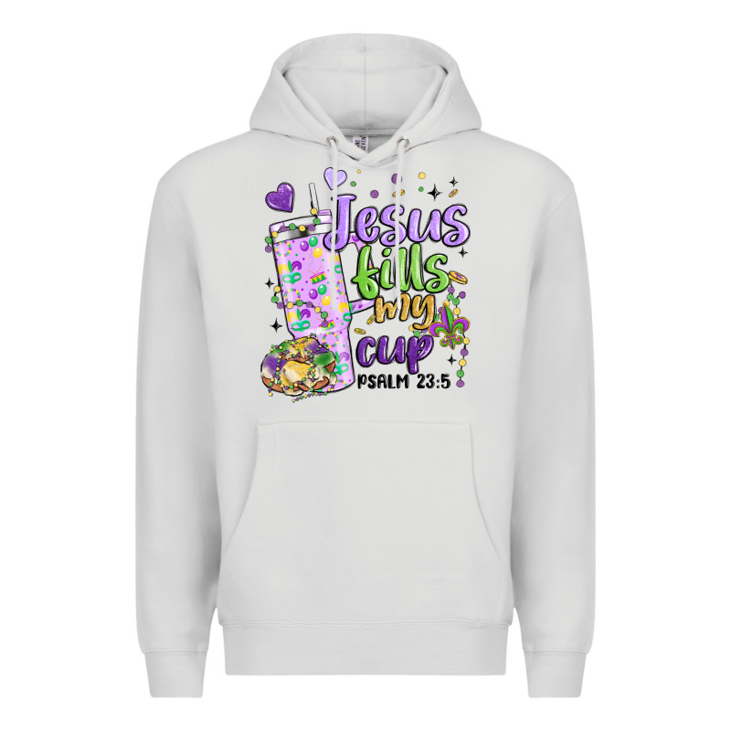 Mardi Gras Jesus Fills My Cup Premium Hoodie by MaliasSmallBusiness | Teevron