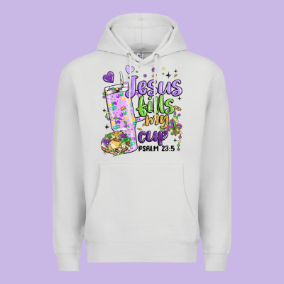 Mardi Gras Jesus Fills My Cup Premium Hoodie Designed By Maliassmallbusiness