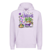 Lilac mardi gras jesus fills my cup Premium Hoodie - MaliasSmallBusiness