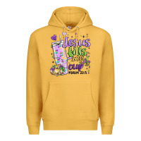 Mustard mardi gras jesus fills my cup Premium Hoodie - MaliasSmallBusiness